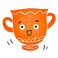 Antikes Mischgefäß als Comic in Orange gezeichnet